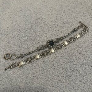 Brighton Silver and Black Floral Bracelet Set